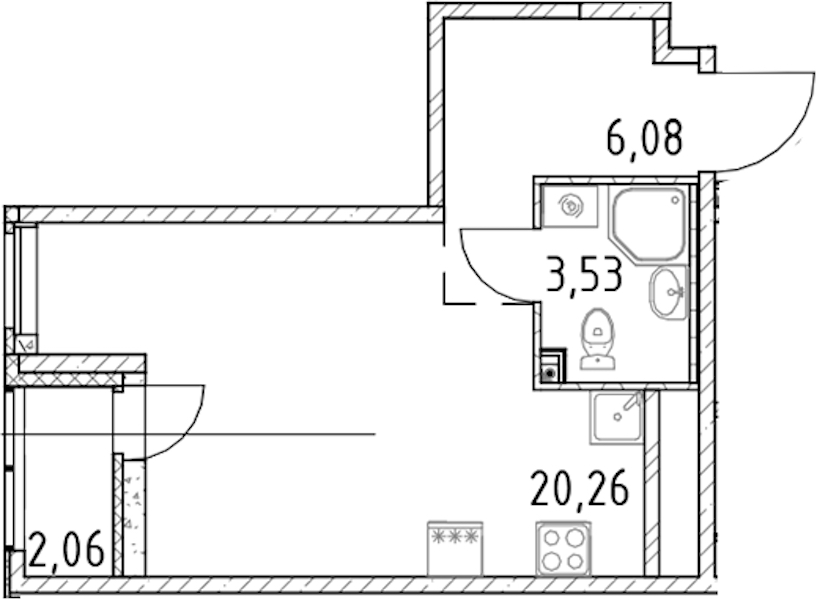 Квартира студия 29.87 м², 20/23 эт., ЖК «Город Первых»